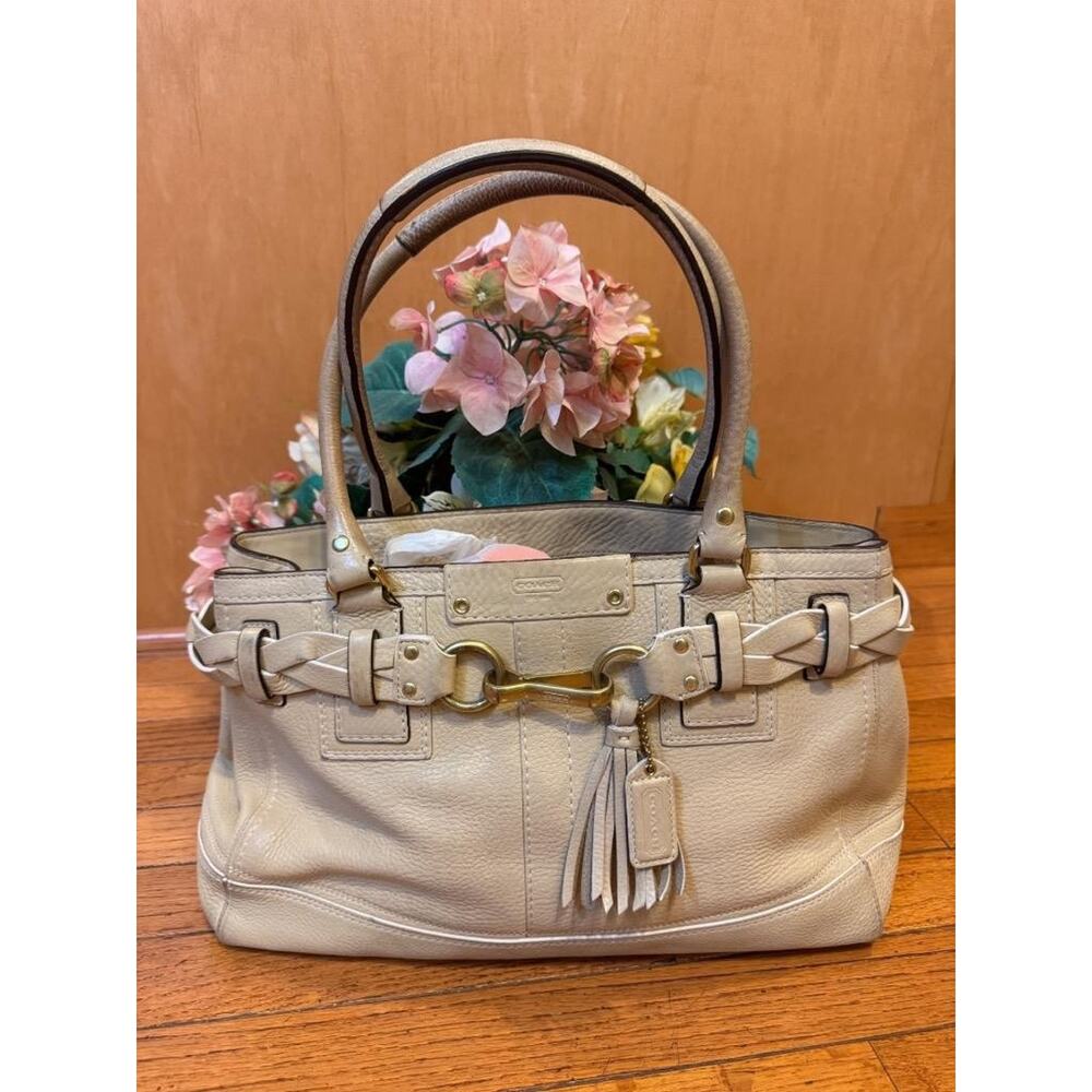 y2k COACH 105289 Cream Pebble Leather Braided Belt Bag (p100)